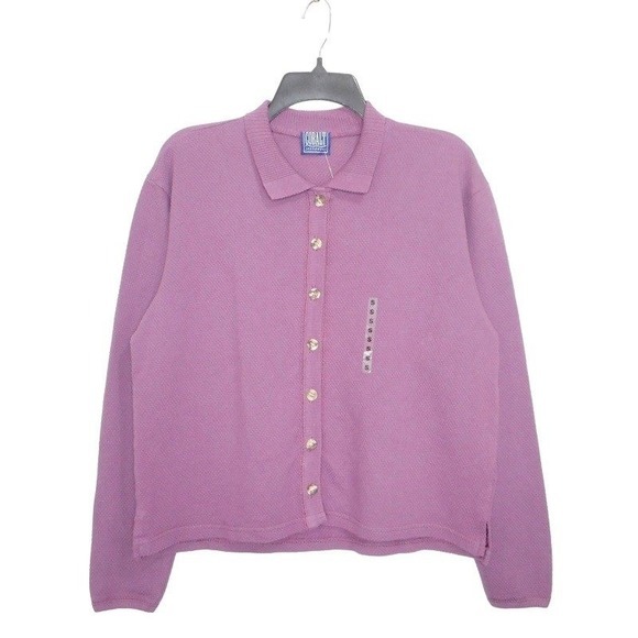 Cobalt Jeanswear Sweater Womens S Purple Collared Button Front Cardigan Top Y2K - Picture 3 of 11